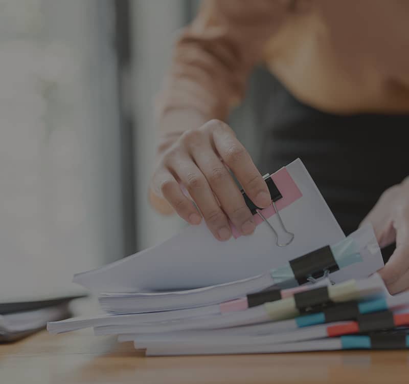 document papers on a desk